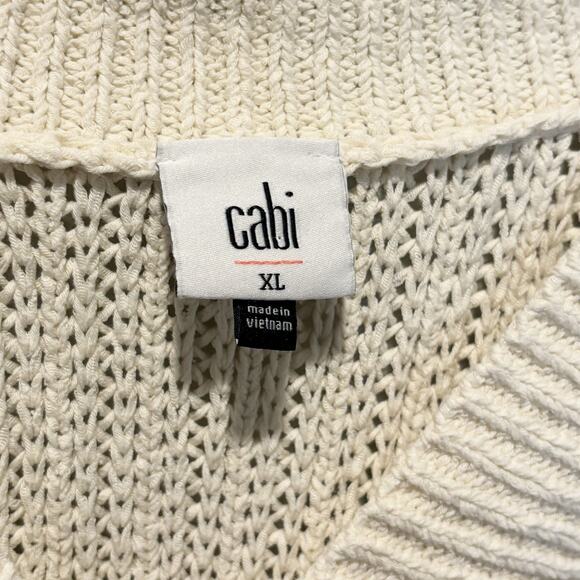 CAbi Cream Croquet V-Neck Pullover Sweater Style #6233 - size XL - Picture 5 of 7